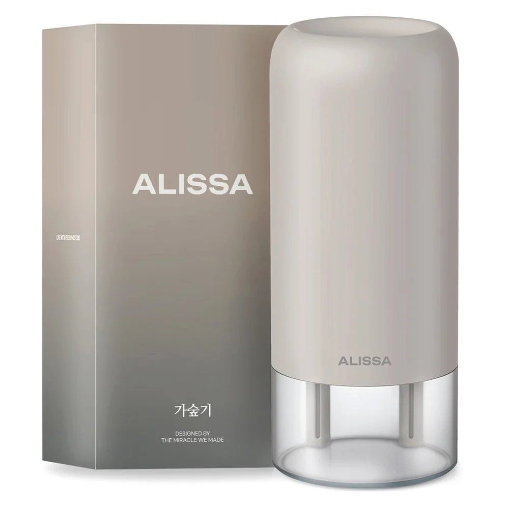 알리사 미니 초음파 사무용 무선 탁상용 충전식 가습기 700ml + 필터 4p 세트, AH1, 핑키시 그레이