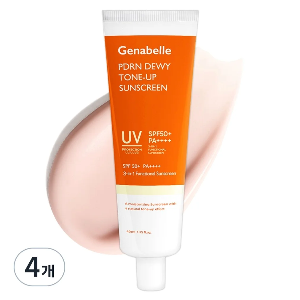 제나벨 PDRN 듀이 톤업 선스크린 SPF50+ PA++++, 40ml, 4개