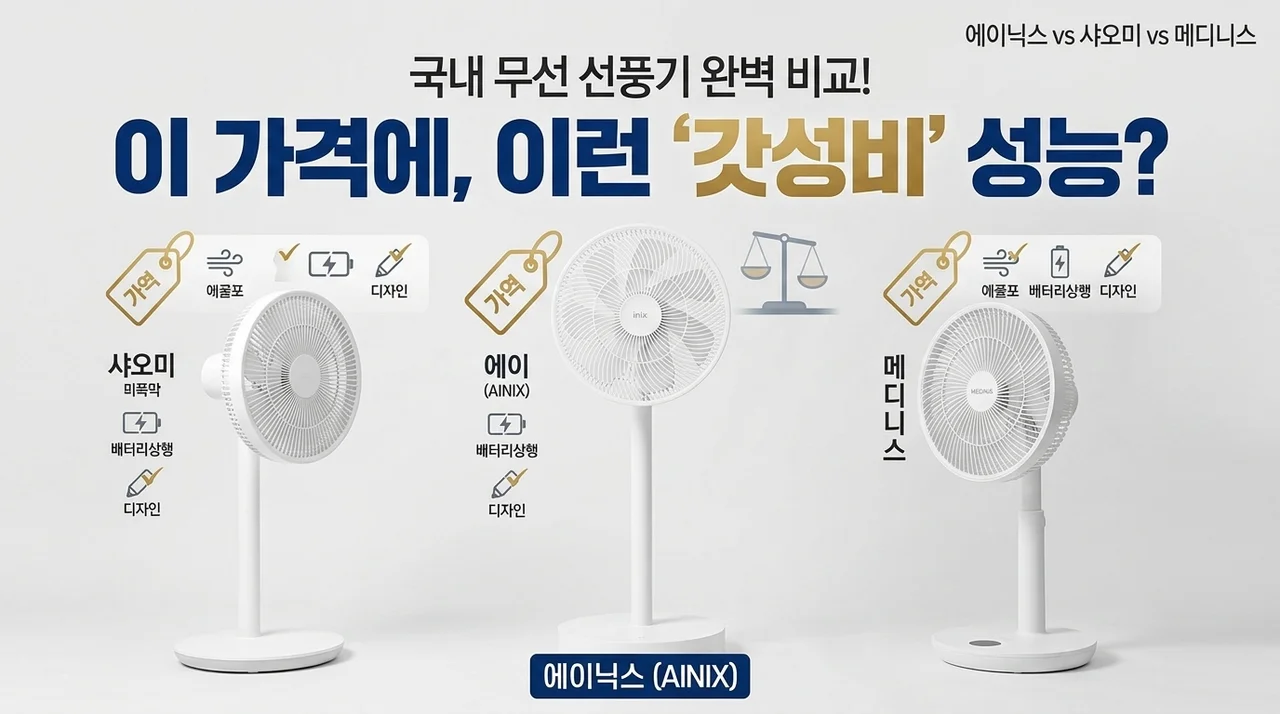 이 가격에 이 성능이 가능해? 무선선풍기 아이닉, 샤오미, 메디니스 전격 비교!