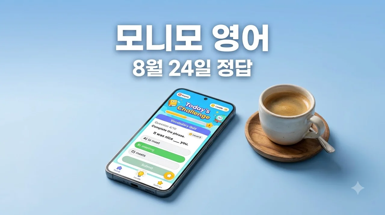 모니모 영어 8월 24일 정답 공개! "It's a five-minute walk from here" 뜻과 활용법